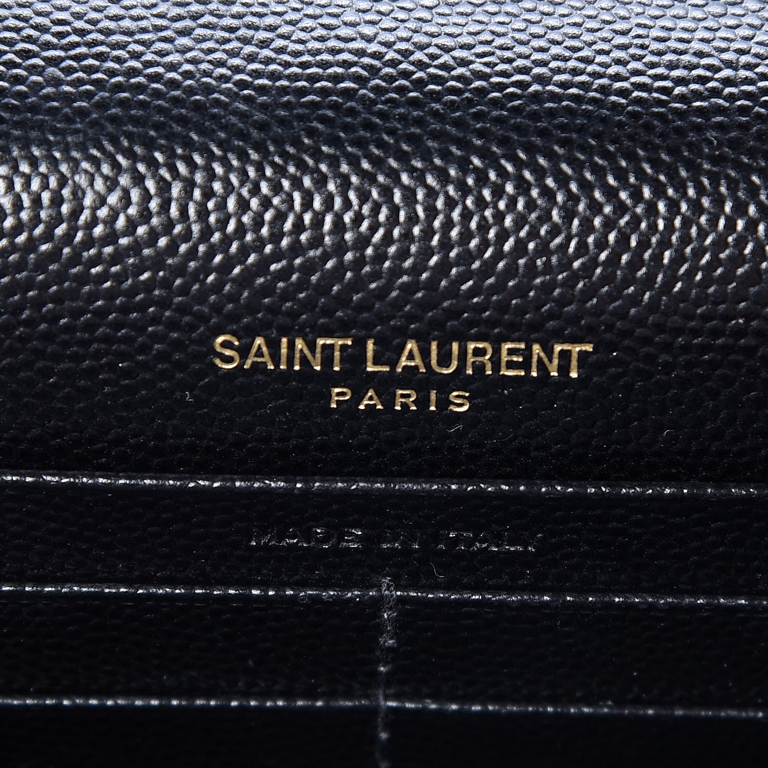Saint Laurent Grain De Poudre Matelasse Chevron Monogram Envelope Chain Wallet Black 6 of 10
