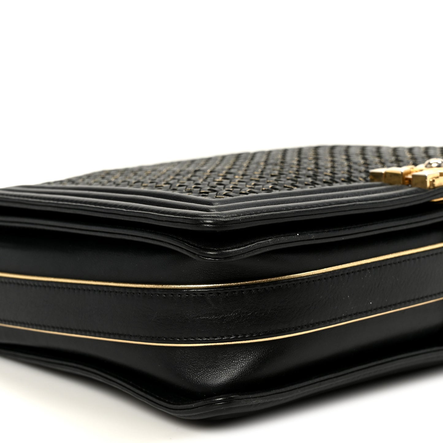 Braided Sheepskin Large Boy Reverso Flap Black