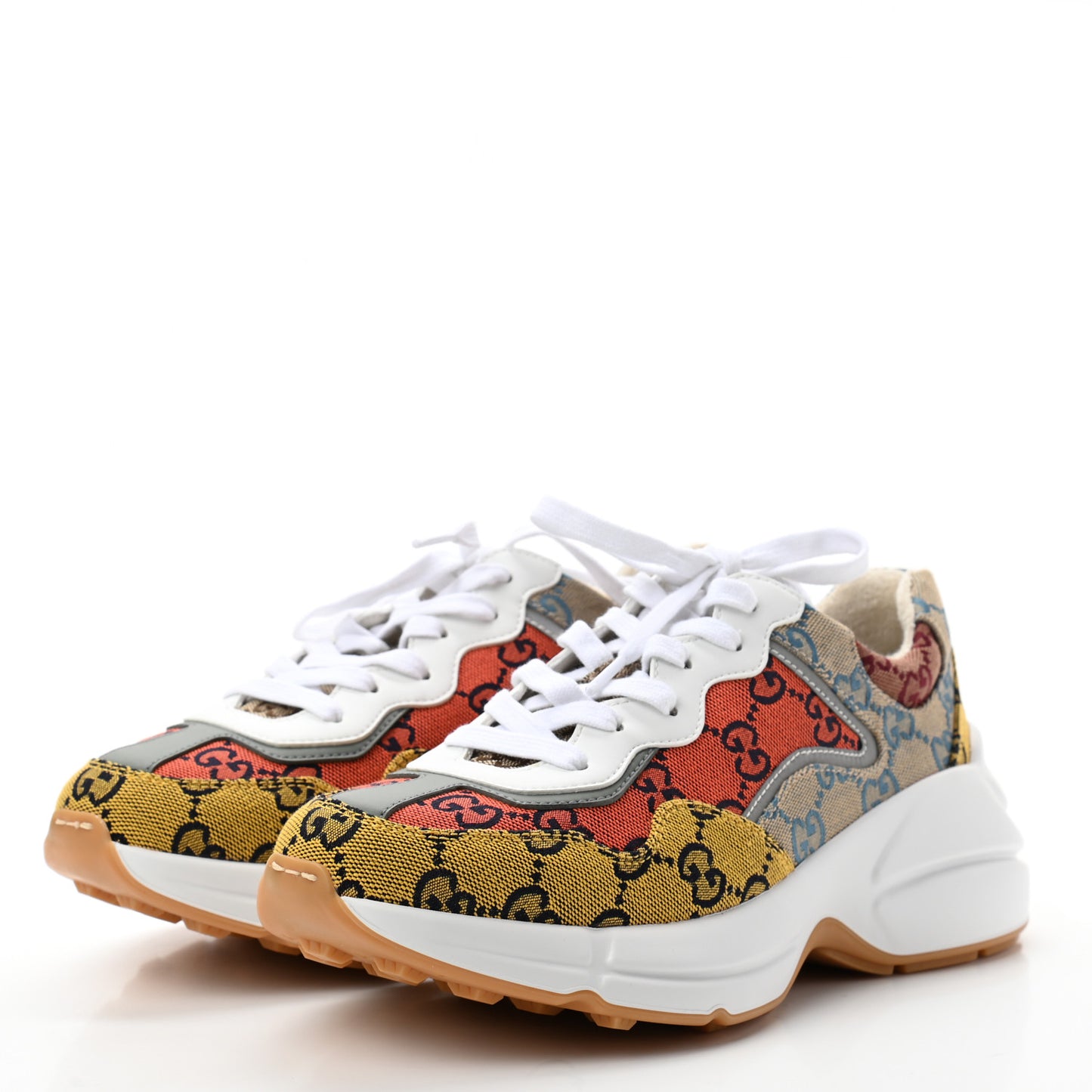 Monogram Multicolor Demetra Womens Rhyton Sneakers 37.5 Yellow Blue Great White Tabasco
