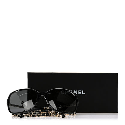 Chanel Acetate Metal Calfskin Square Chain Sunglasses 5210-Q Black Gray 7 of 7