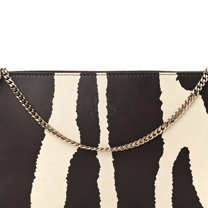 Christian Louboutin Calfskin Zebra Print Loubila Chain Clutch Dark Brown 7 of 9