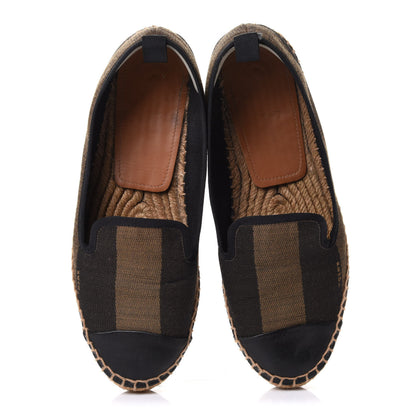 Fendi Canvas Pequin Espadrilles 36 Tobacco Black 5 of 8