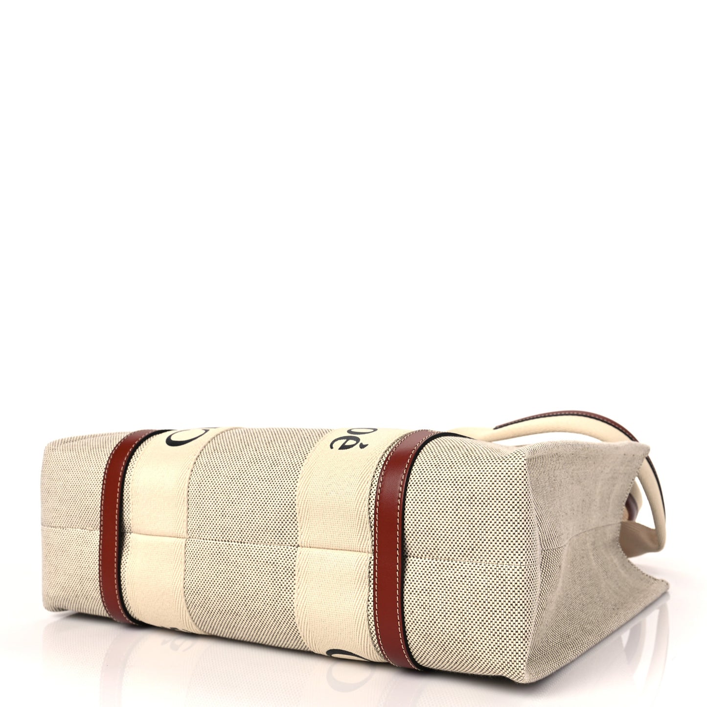 Cotton Calfskin Medium Woody Ribbon Tote White Brown