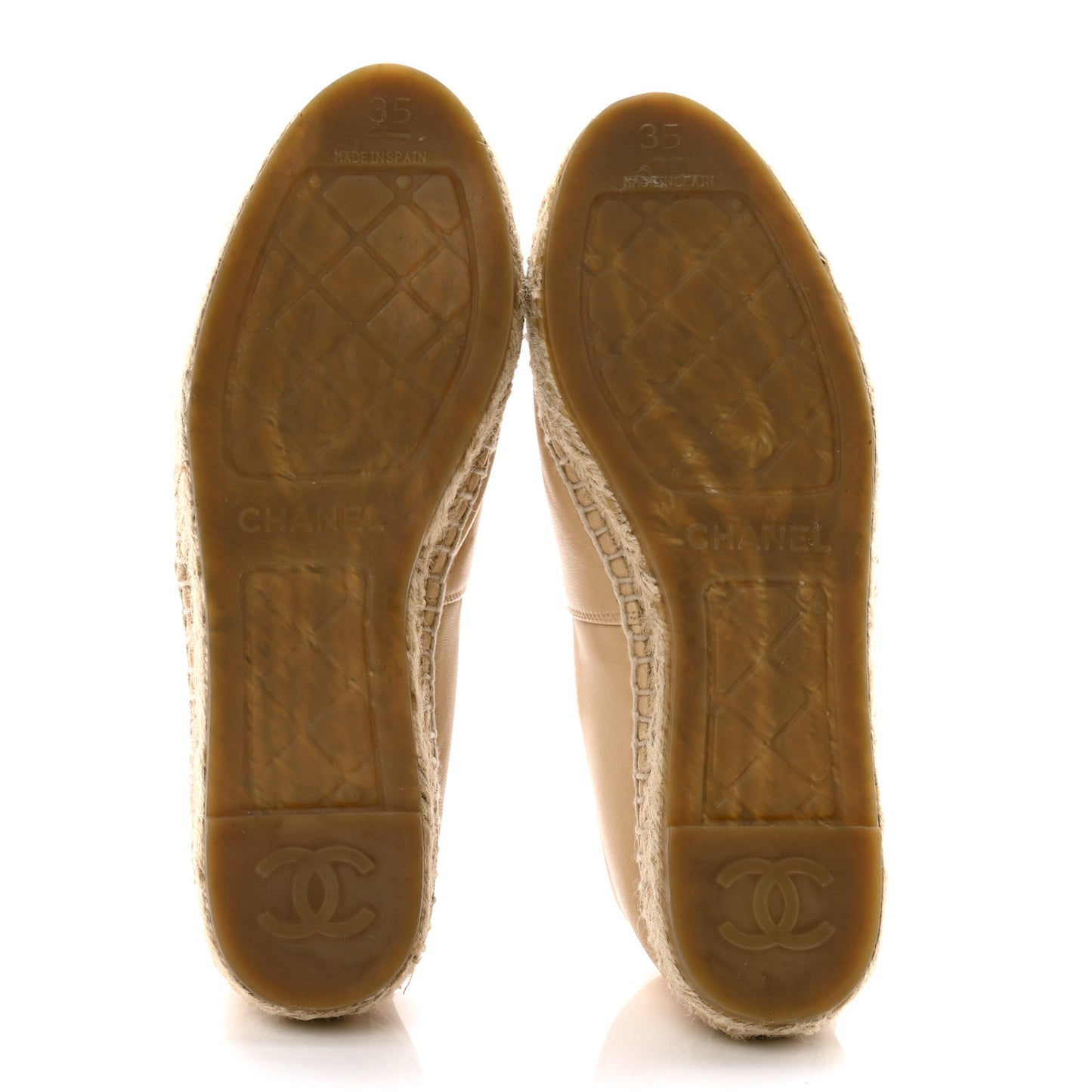 Lambskin CC Espadrilles 35 Beige Black