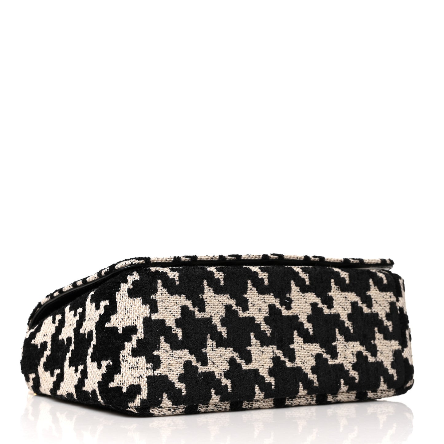Technical Canvas Macro Houndstooth Medium Caro Bag Black White