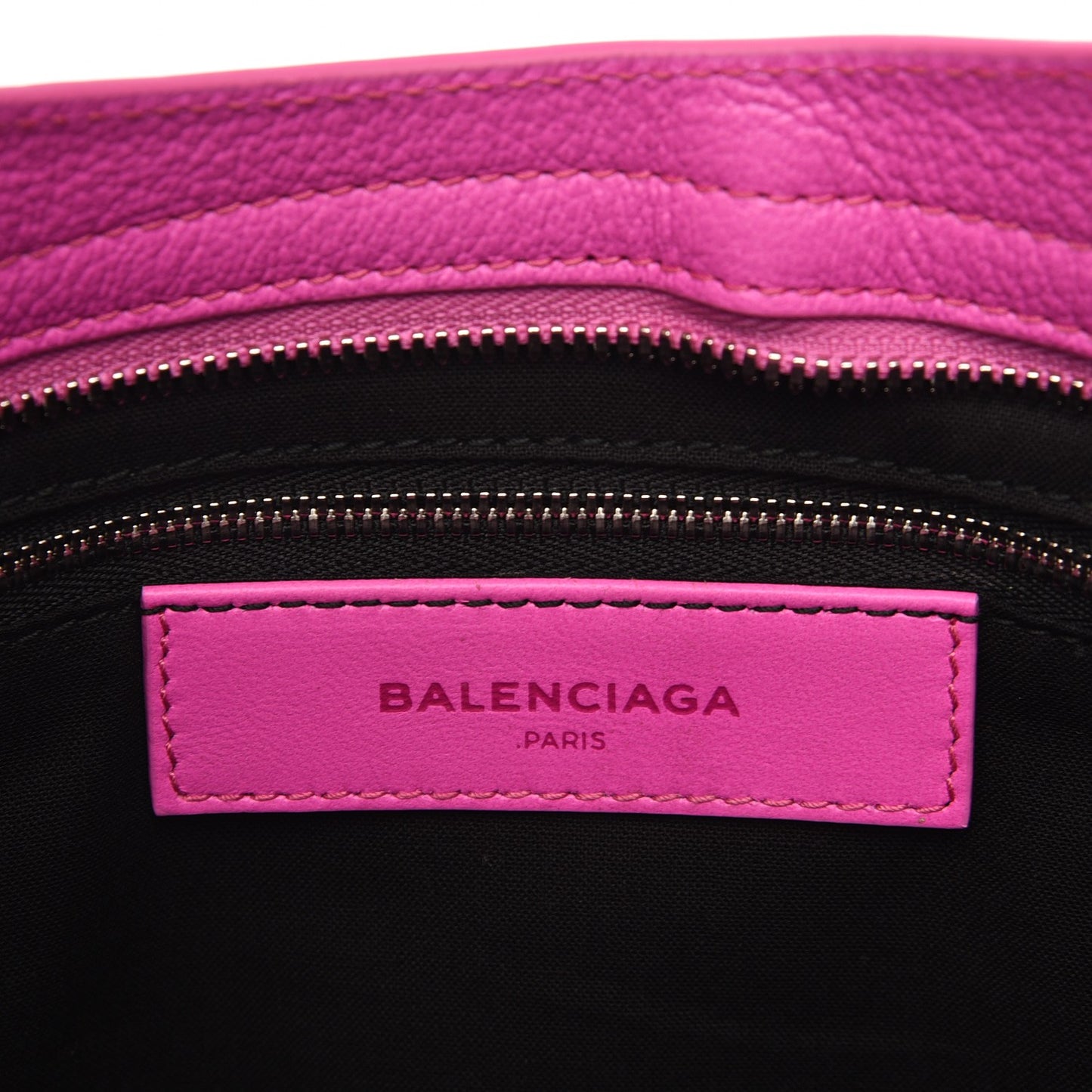 Chevre Silver Metallic Edge Hardware City Rose Fluo