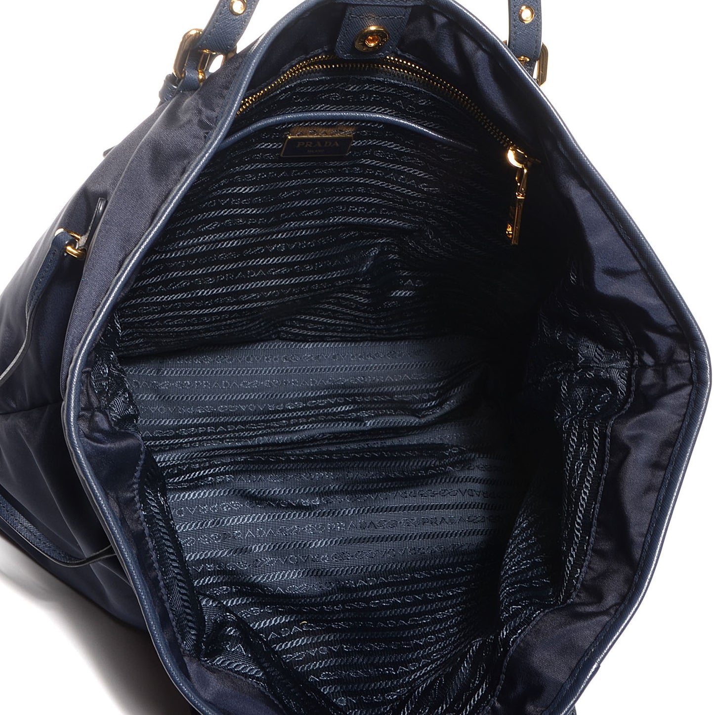 Saffiano Tessuto Nylon Tote Blue