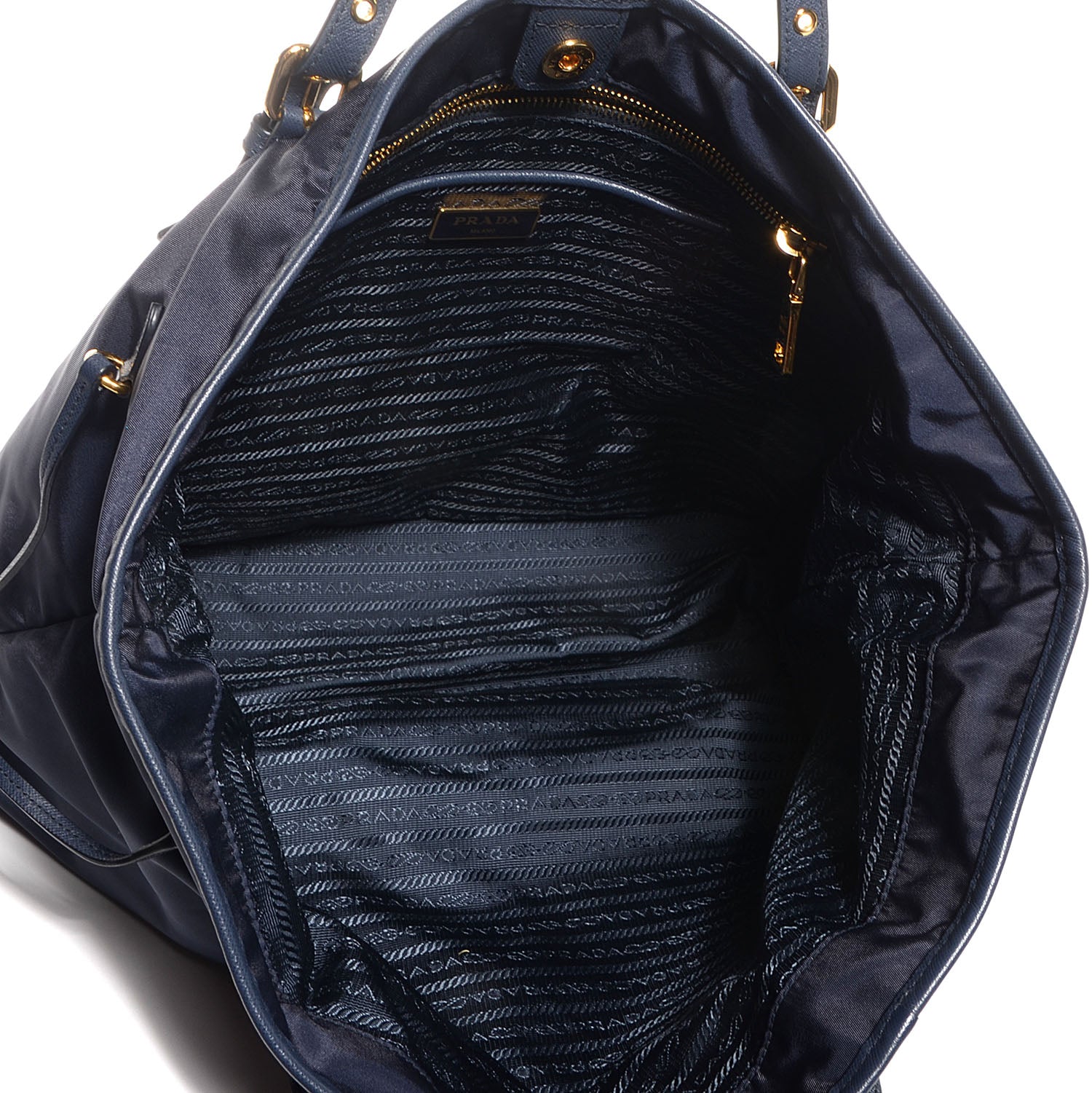 Prada Saffiano Tessuto Nylon Tote Blue 5 of 10