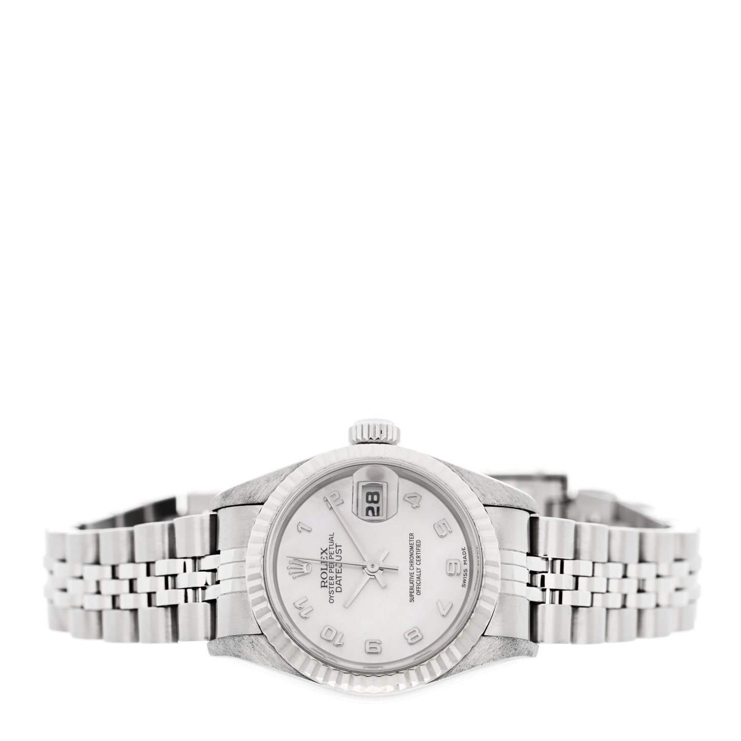 Stainless Steel 18K White Gold Mother of Pearl 26mm Oyster Perpetual Datejust Watch 69174