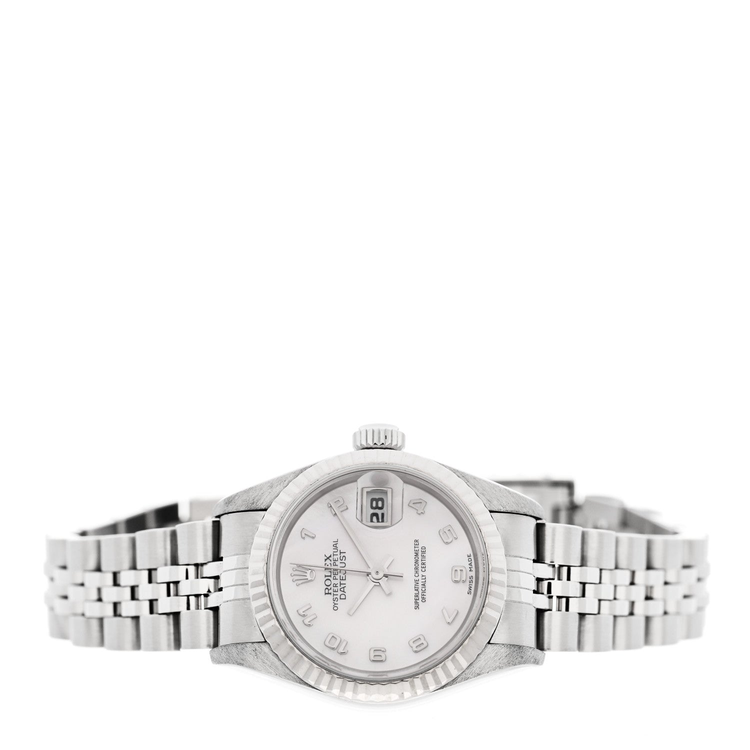 Rolex Stainless Steel 18K White Gold Mother of Pearl 26mm Oyster Perpetual Datejust Watch 69174 2 of 4