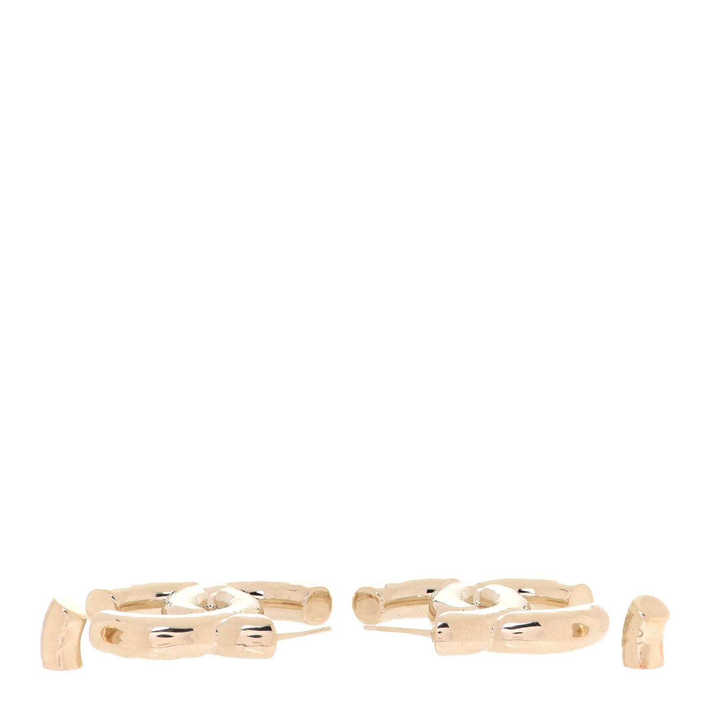 Metal Large CC Earrings Light Gold