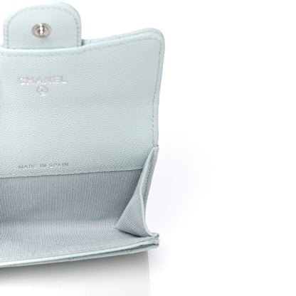 Chanel Caviar Quilted Flap Card Holder Wallet Light Blue 6 of 9