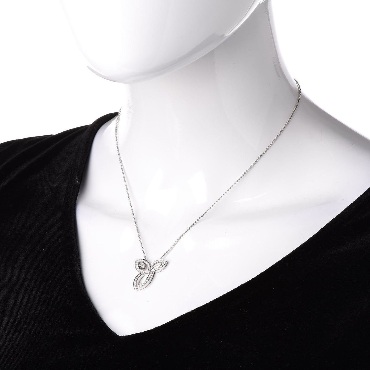 Platinum Diamond Lily Cluster Pendant Necklace