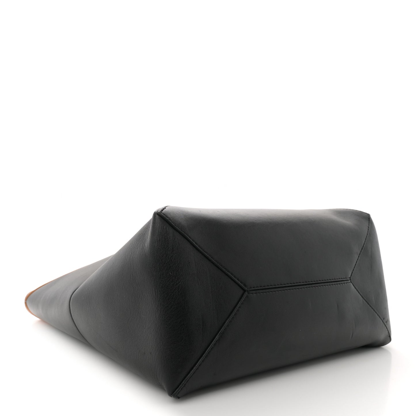 Shiny Calfskin Medium Puzzle Fold Tote Warm Desert Black