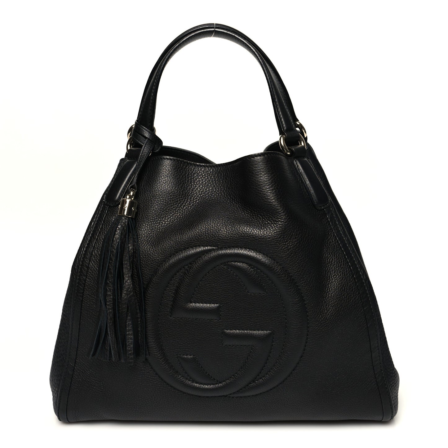 Pebbled Calfskin Medium Soho Shoulder Bag Black