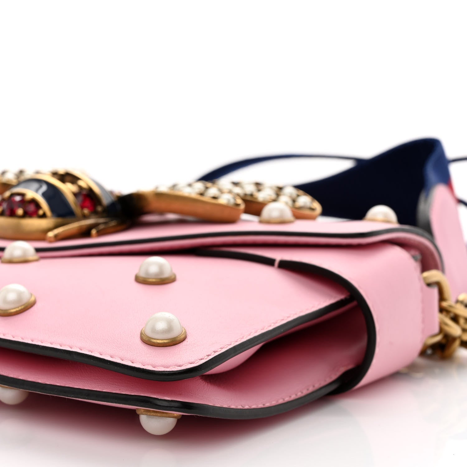 Gucci Nappa Pearl Studded Mini Queen Margaret Broadway Shoulder Bag Sugar Pink 10 of 12