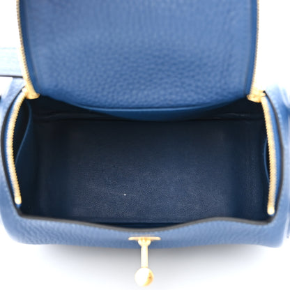 Hermes Taurillon Clemence Mini Lindy 20 Deep Bleu 5 of 13