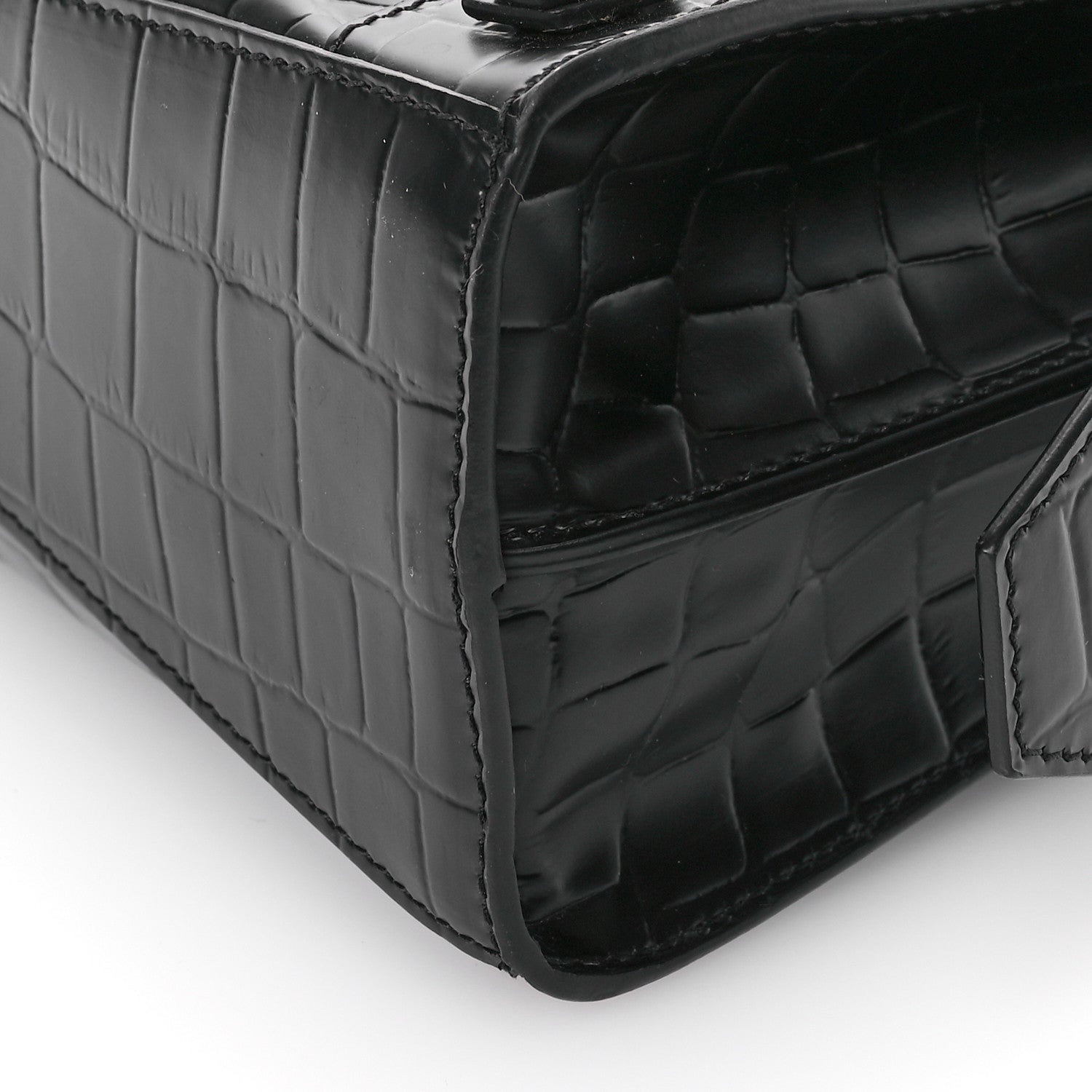 Balenciaga Semi Shiny Calfskin Crocodile Embossed Neo Classic Black Hardware Mini City Black 9 of 10