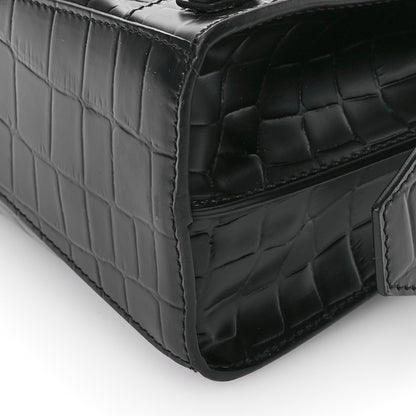 Balenciaga Semi Shiny Calfskin Crocodile Embossed Neo Classic Black Hardware Mini City Black 9 of 10