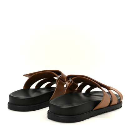 Hermes Calfskin Womens Chypre Sandals 37.5 Gold 5 of 9