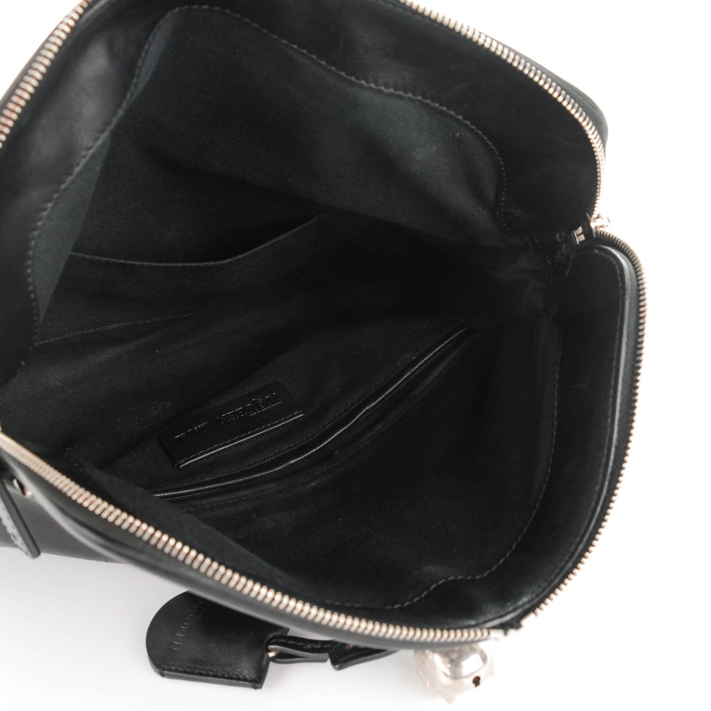 Calfskin Studded Padlock Skull Clutch Black