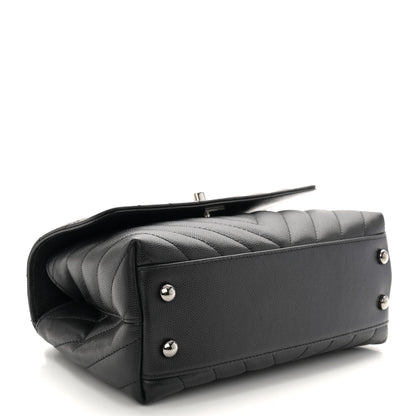 Chanel Caviar Chevron Quilted Mini Coco Handle Flap Black 4 of 10