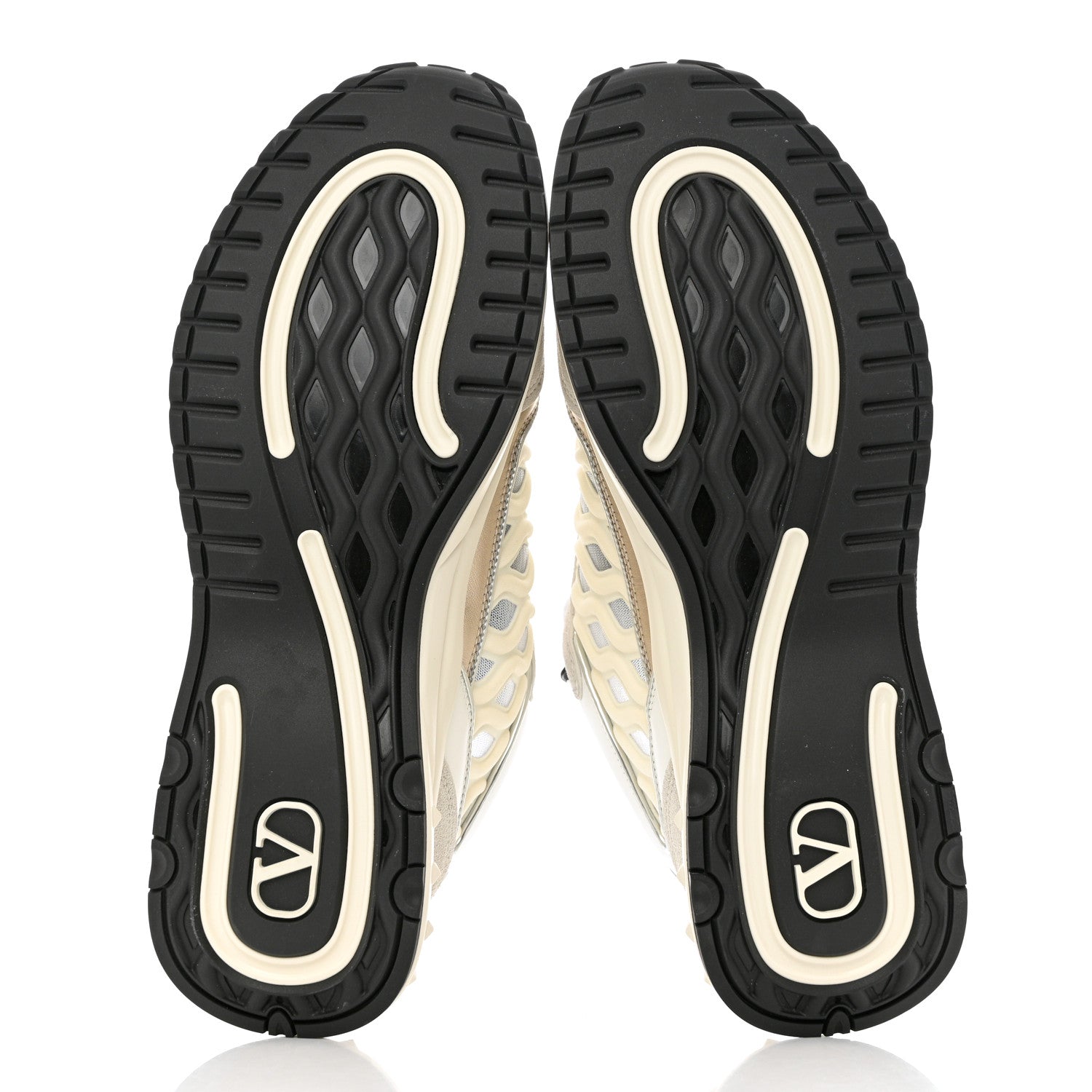 Valentino Garavani Suede Neoprene Mesh Womens Ready Go Runner Sneakers 40 Light 40 Ivory Black 5 of 9