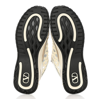 Valentino Garavani Suede Neoprene Mesh Womens Ready Go Runner Sneakers 40 Light 40 Ivory Black 5 of 9