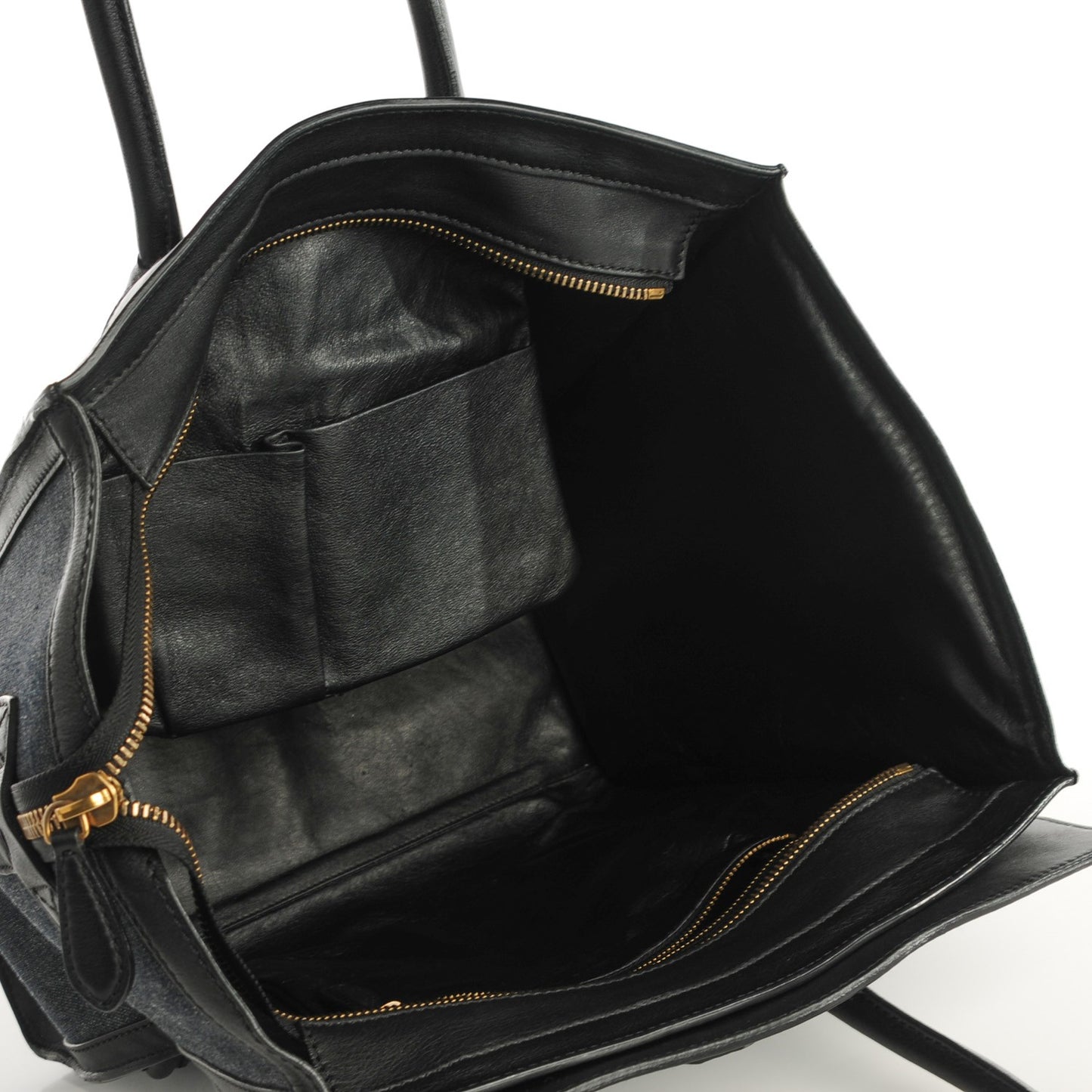 Calfskin Denim Mini Luggage Navy Black