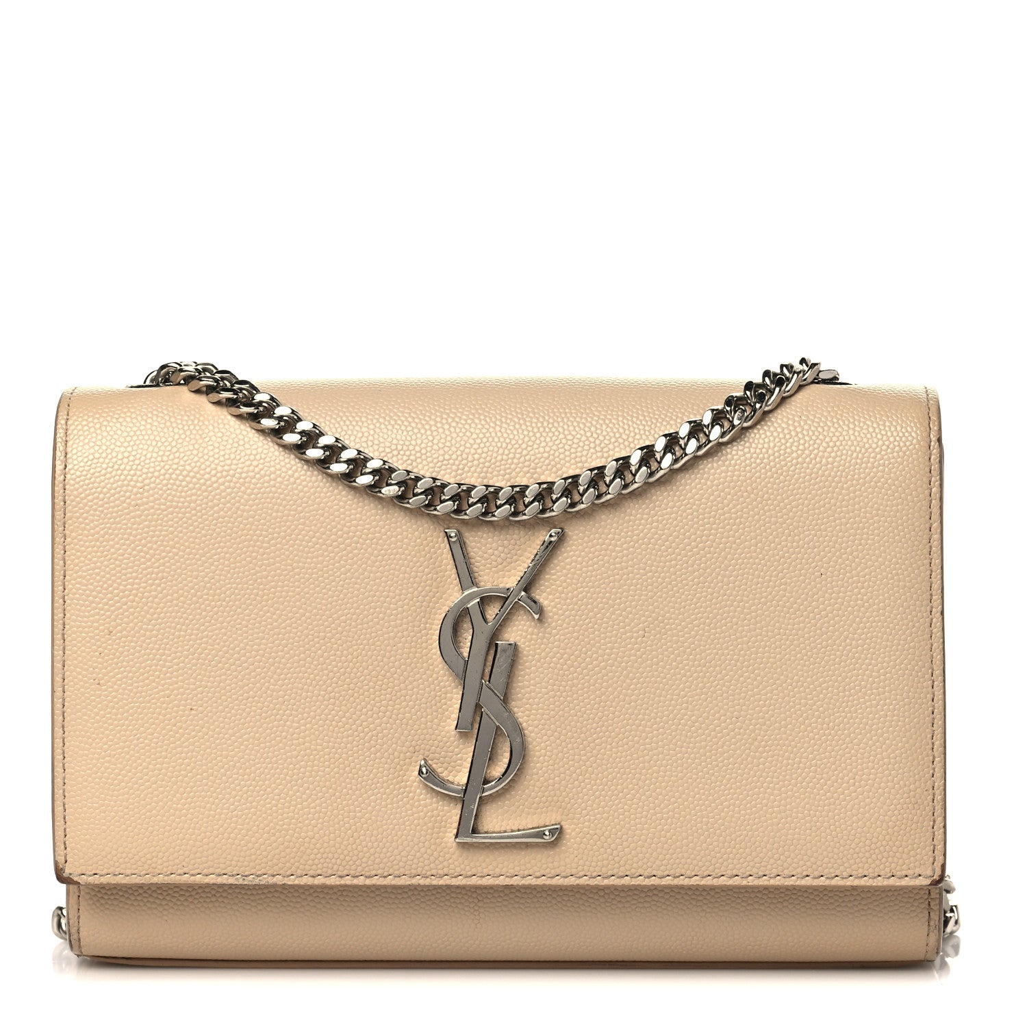 Saint Laurent Grain De Poudre Small Monogram Kate Satchel Dark Beige 1 of 14