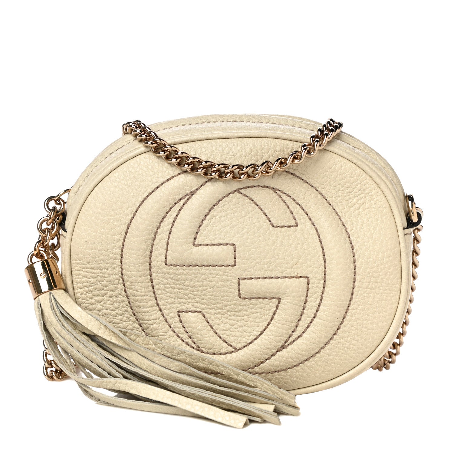 Gucci Pebbled Calfskin Mini Soho Chain Bag Off White 1 of 14