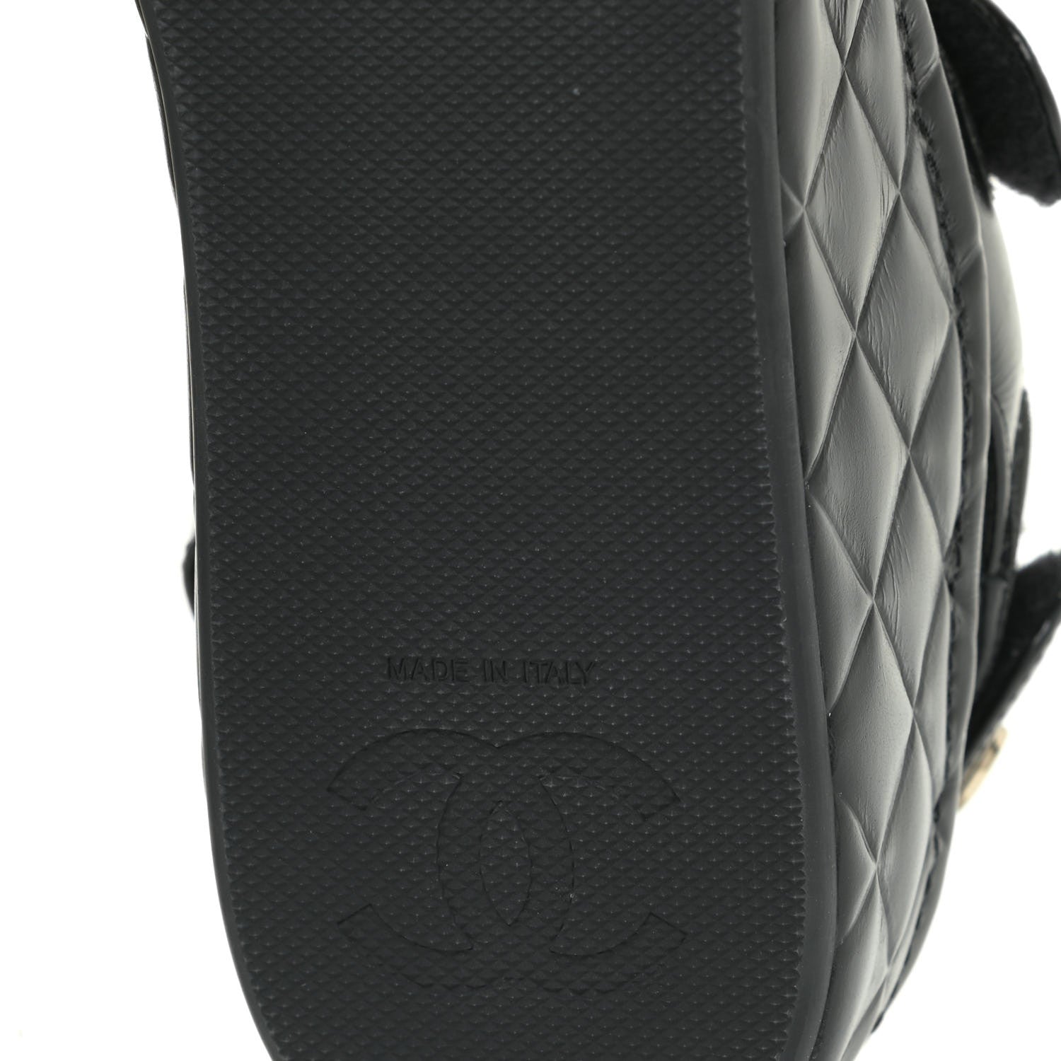 Chanel Shiny Calfskin Logo Platform Sandals 38 Black 10 of 12