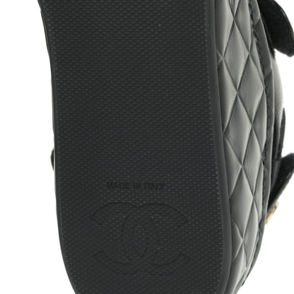 Chanel Shiny Calfskin Logo Platform Sandals 38 Black 10 of 12