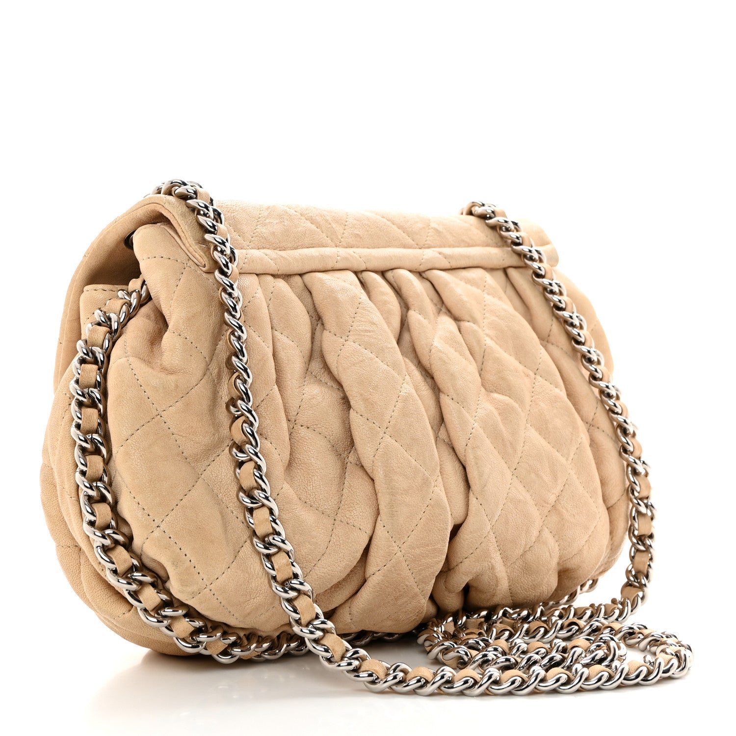 Chanel Washed Lambskin Quilted Medium Chain Around Messenger Beige 3 of 10