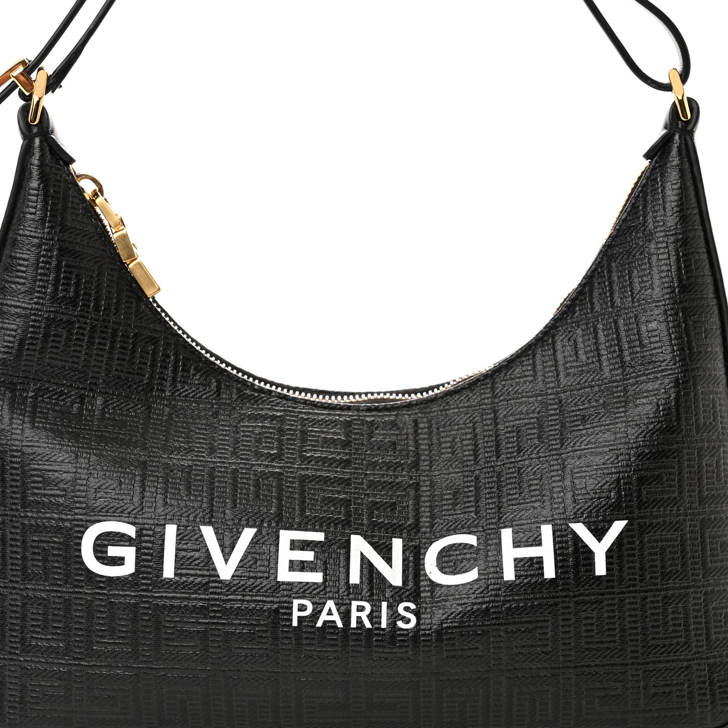 Coated Canvas Logo 4G Embossed Small Moon Cut Out Shoulder Bag Black