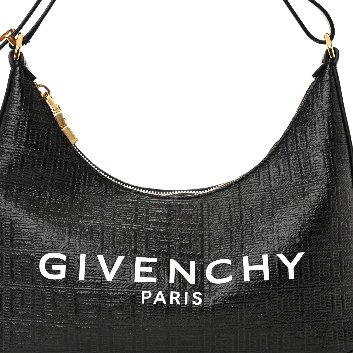 Givenchy Coated Canvas Logo 4G Embossed Small Moon Cut Out Shoulder Bag Black 8 of 11