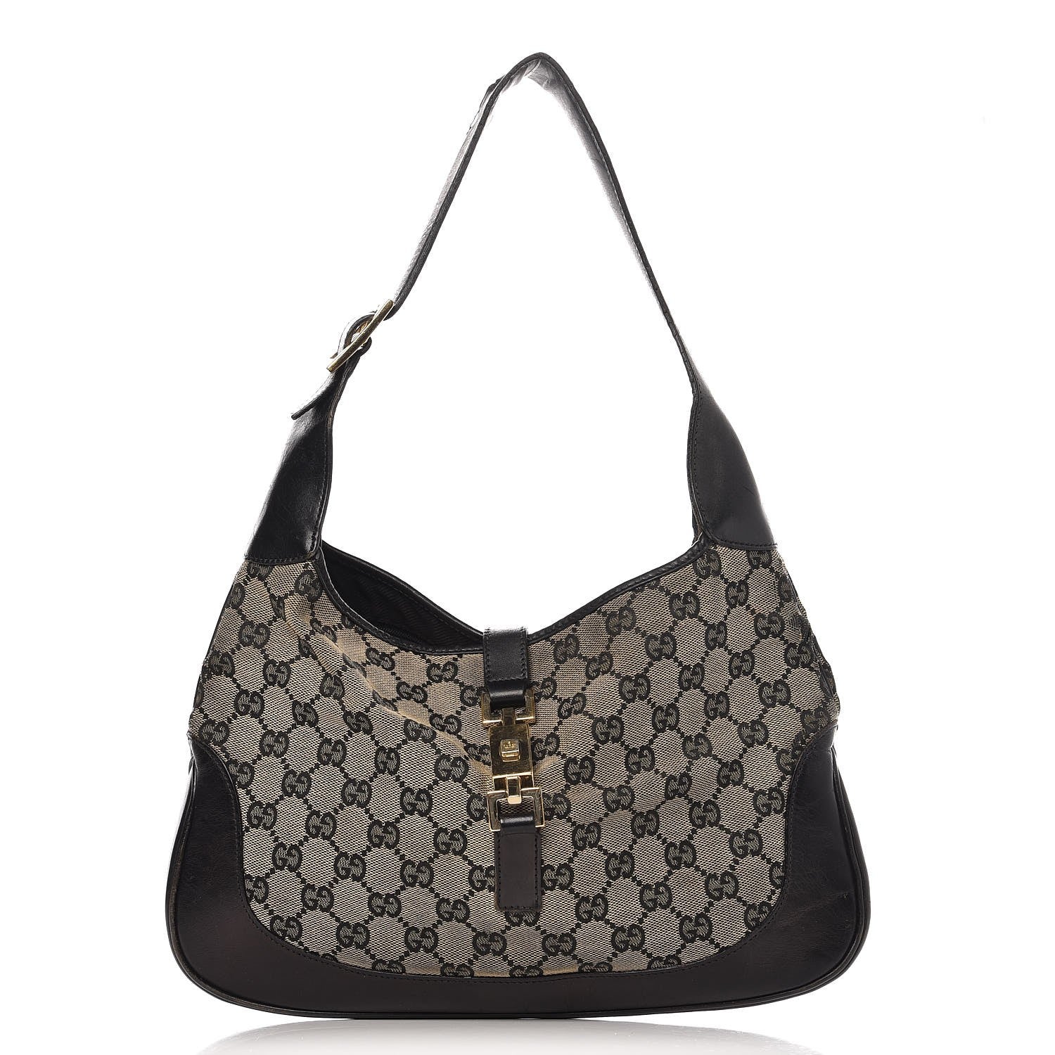 Gucci Monogram Small Jackie O Hobo Bag Black 1 of 12