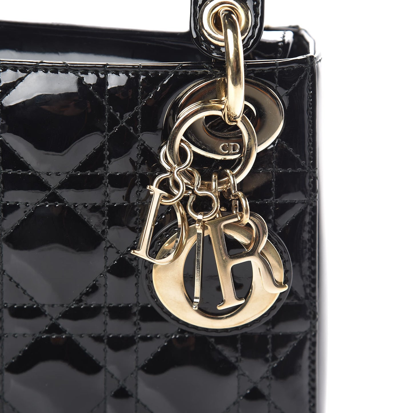 Patent Cannage Mini Lady Dior Black