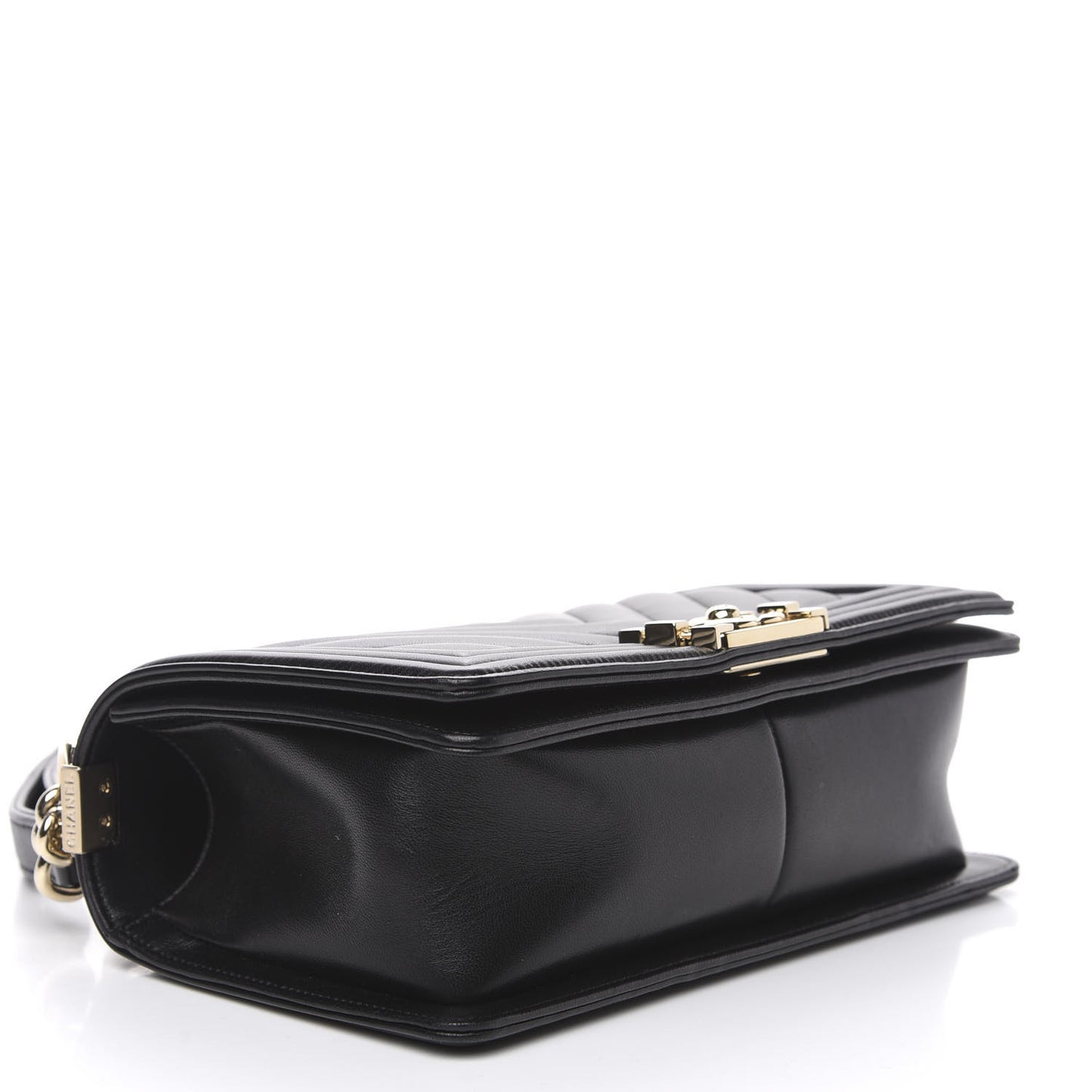 Lambskin Chevron Quilted Medium Boy Flap Black