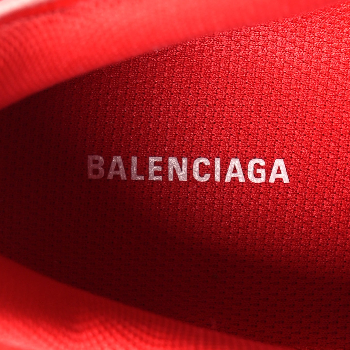 Recycled Calfskin Allover Logo Womens Triple S Sneakers 35 Tomato Red White