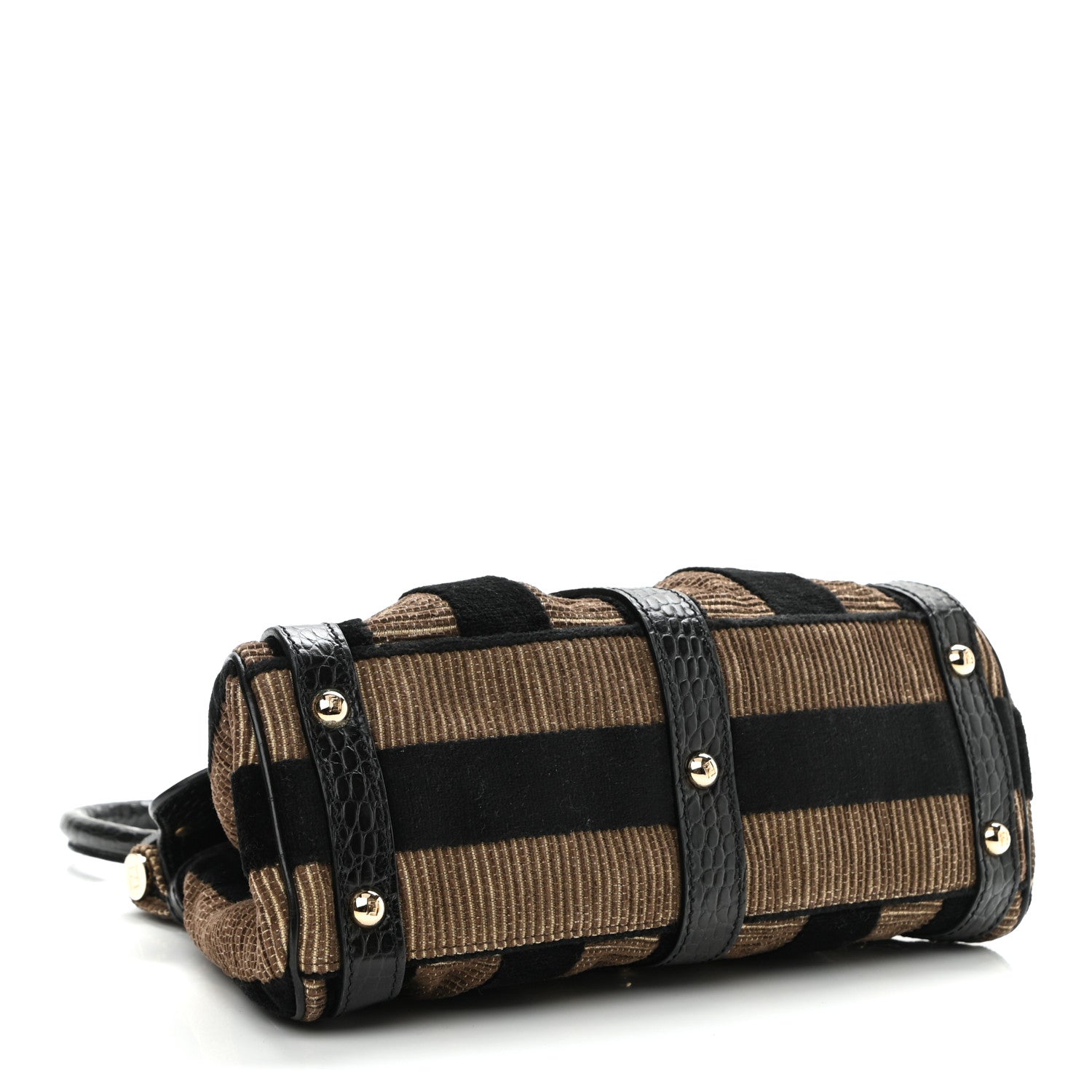 Fendi Velvet Crocodile Embossed Pequin Magic Bag Black 3 of 9