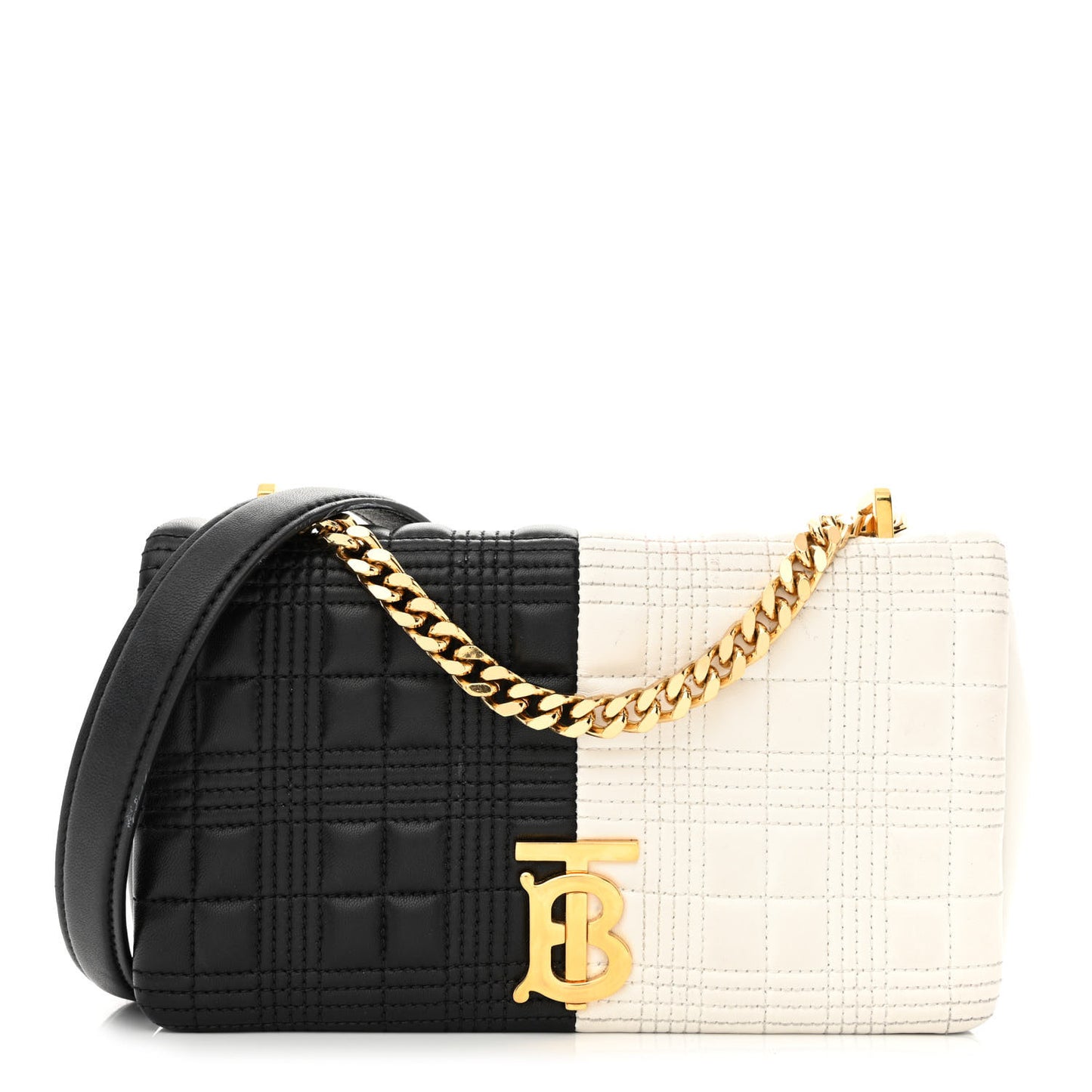 Lambskin Quilted Small Lola Bag White Black