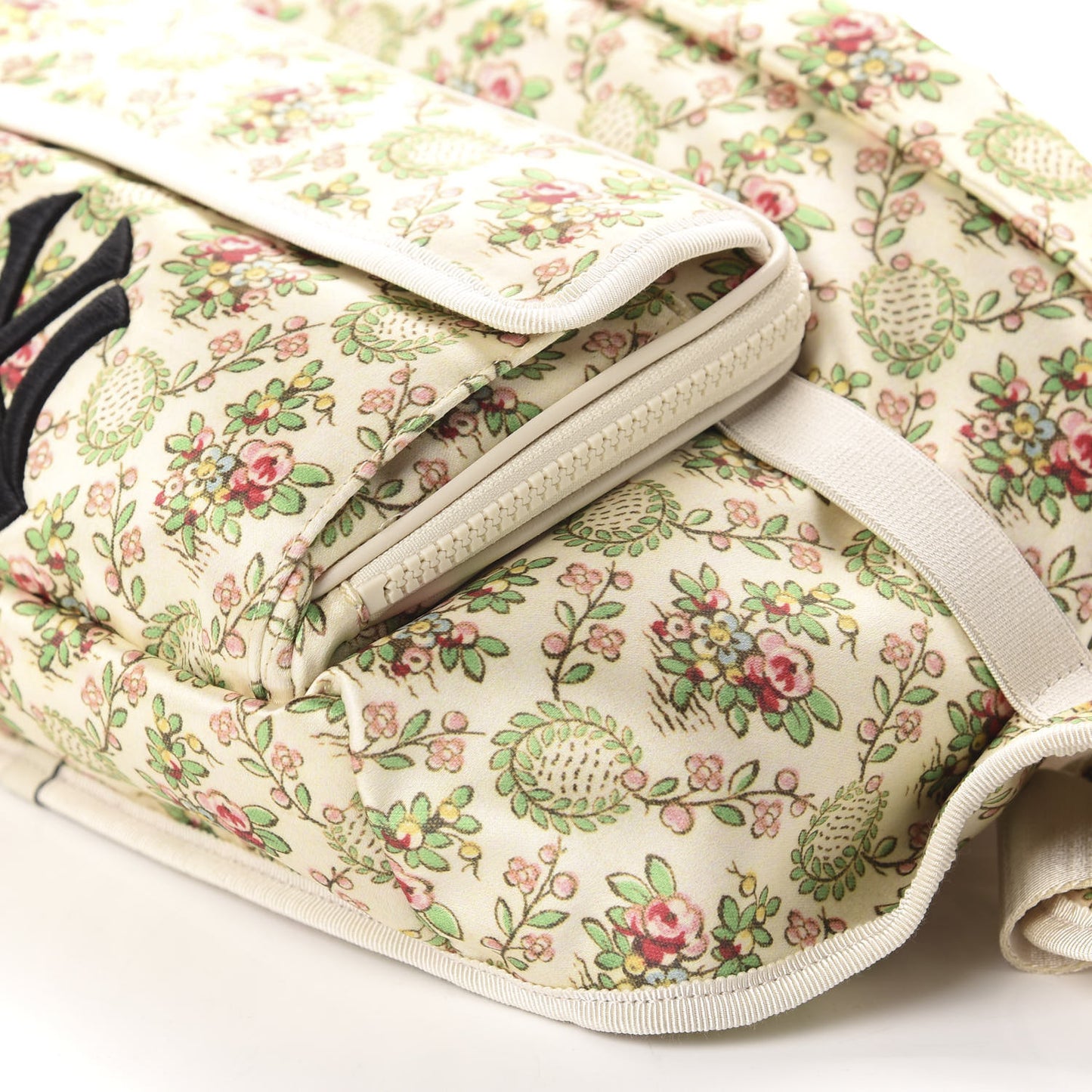 X MLB Satin Floral Print NY Yankees Patch Convertible Belt Bag Ivory Green