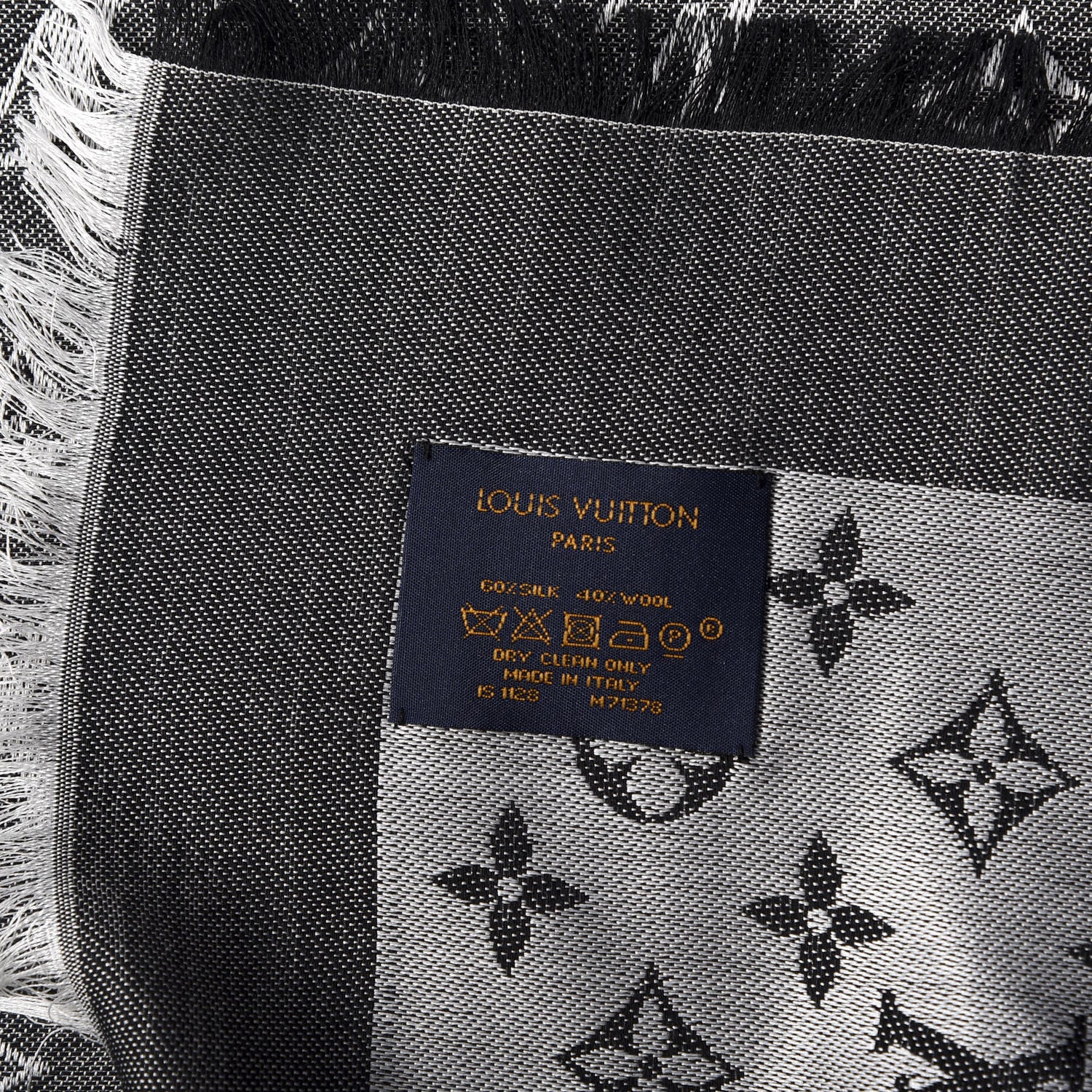 Louis Vuitton Silk Wool Monogram Denim Shawl Black 2 of 4