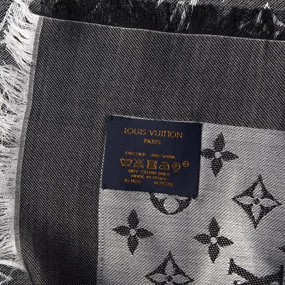 Louis Vuitton Silk Wool Monogram Denim Shawl Black 2 of 4