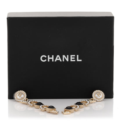Chanel Pearl Crystal Queen of France CC Drop Earrings Gold 5 of 5