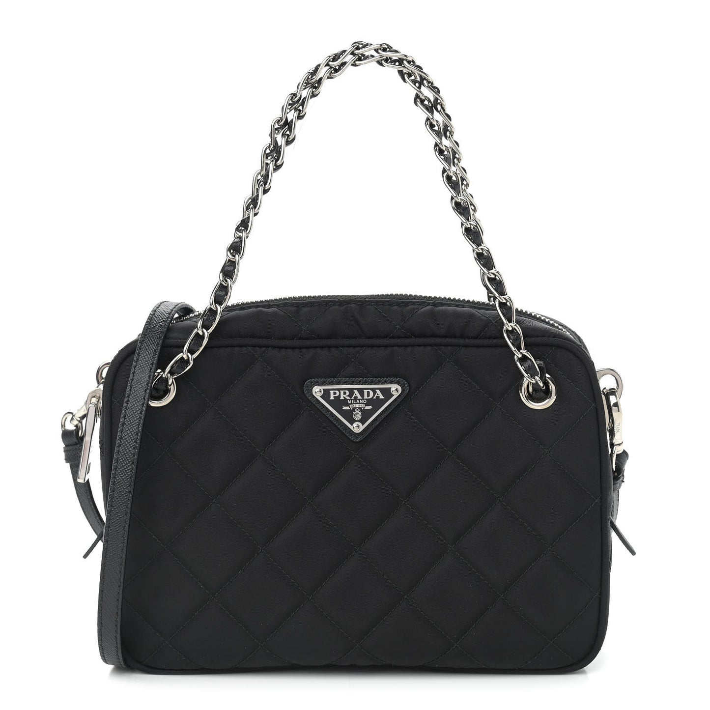 Nylon Tessuto Impuntu Quilted Shoulder Bag Black