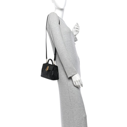Mulberry Calfskin Crocodile Embossed Micro Seaton Black 2 of 9
