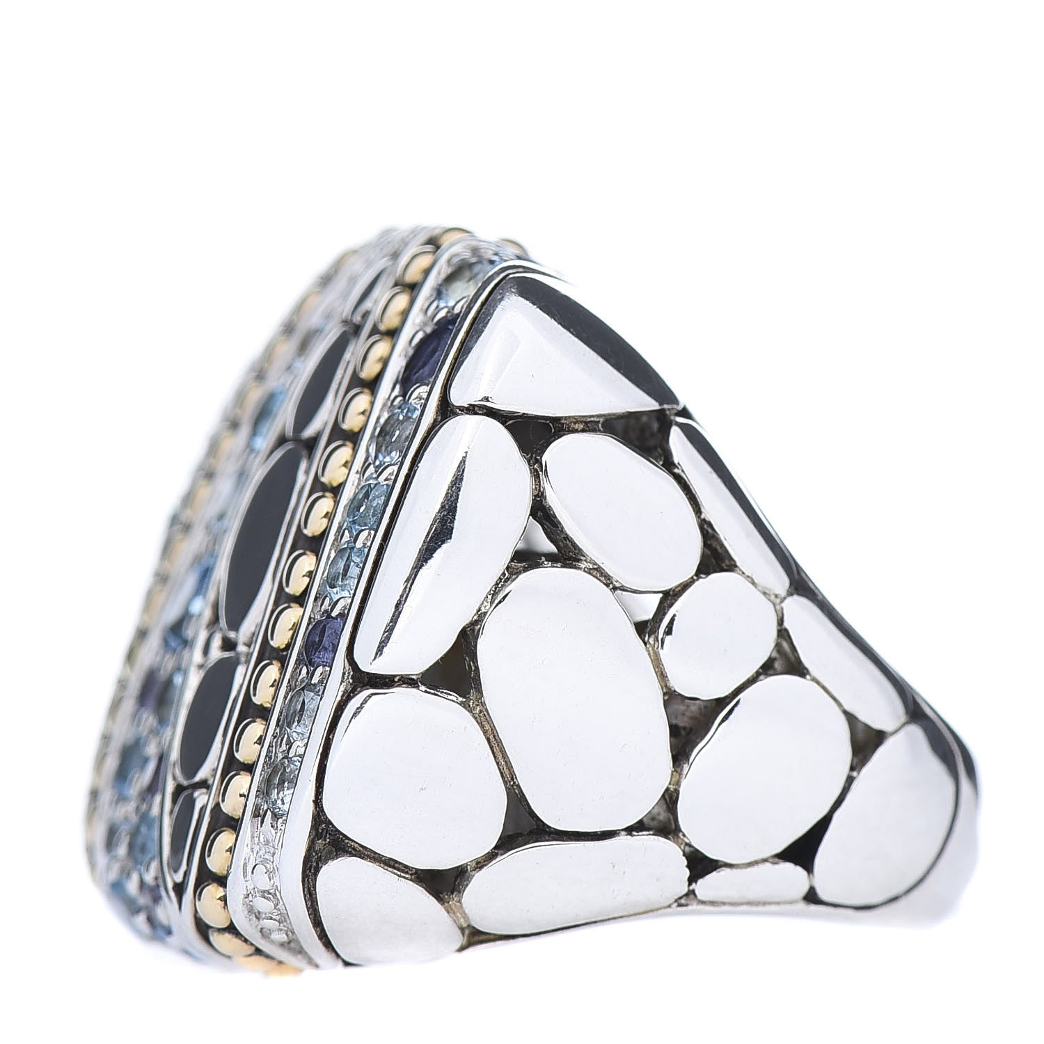 John Hardy Sterling Silver 18K Yellow Gold Blue Topaz Iolite Aquamarine Kali Lavafire Ring 54 7 3 of 7