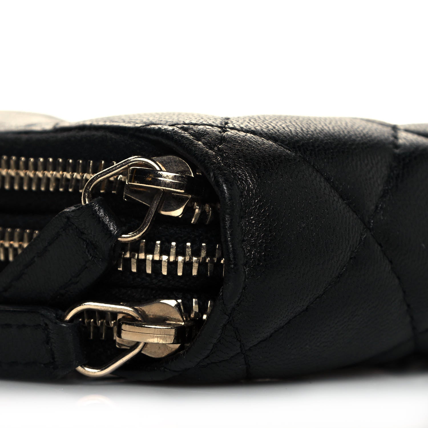 Chanel Quilted Medium Gusset Double Zip Around Black 9 of 10